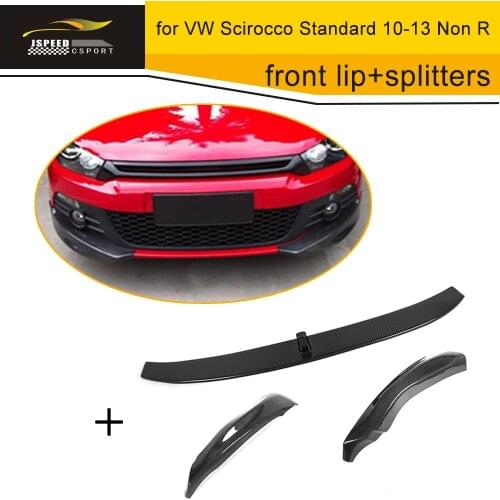 For Scirocco Carbon Fiber auto car front lip spoiler for Volkswagen VW Scirocco Standard Only 10-13 Non R 3pcs Grey FRP