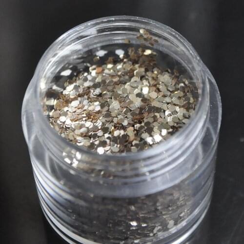 Bling Champagne 1mm Hexagonal Acrylic Sparkly Glitter Sequins Nail Art FINE GLITTER DUST UV Gel Acrylic Nails DIY Accessory N06