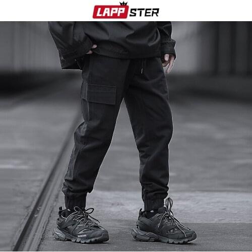 LAPPSTER Streetwear Hip Hop Cargo Pants Men 2020 Black Track Pants Casual Pocket Trousers Mens Korean Style Joggers Pants Khaki