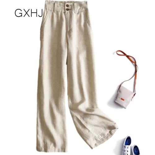 Cotton Soft Comfort Women Pants 2021 New High Waist Casual Summer Slacks Pants Women Long Trousers Female Slacks LHJ173