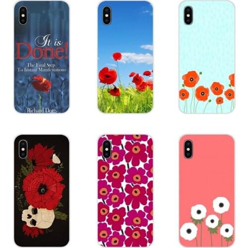 Red Poppies on black style cornflowers For Huawei Mate Honor 5X 6X 7 7A 7C 8 9 10 8C 8X 20 30 Lite Pro Mobile Phone Cases Covers