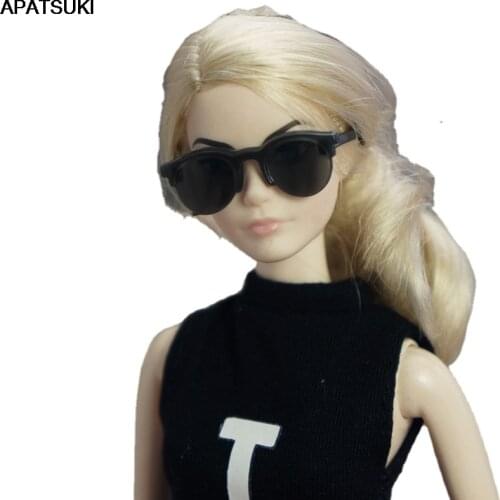 Black Mini Plastic Lensless Glasses For Barbie Doll Sunglasses For Ken Boy Dolls & 1/6 Girl Doll Toys Dollhouse Accessories 1/6