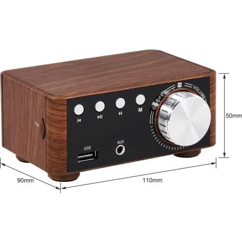 Wood grain HIFI BT 5.0 Digital Power Audio Amplifier Class D 50WX2 Stereo Home Audio Car Marine IN Car Electrical Appliances