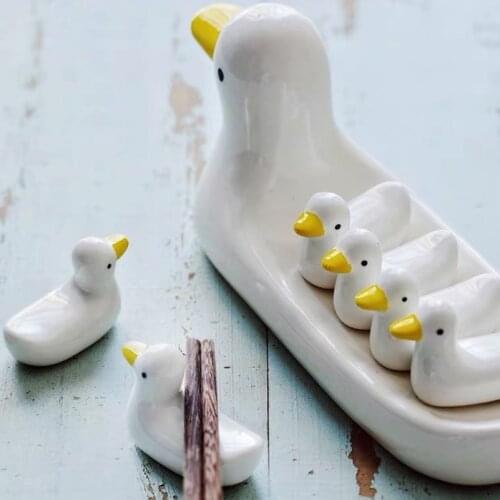 Chopstick Holder Pillow Pad Cute Duckling Holder Japanese Ceramic Creative Set For Children металлические палочки для еды