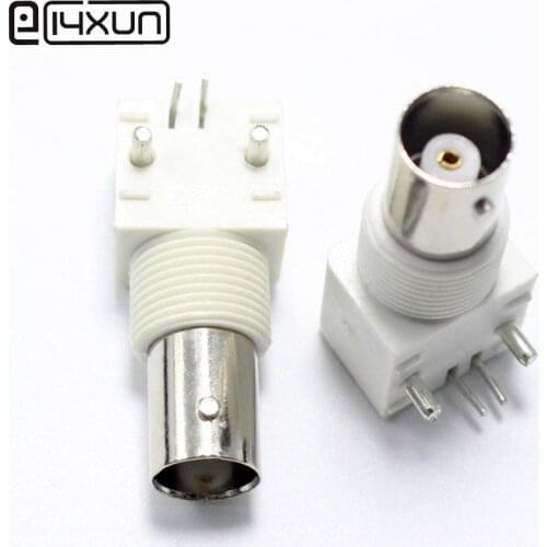 EClyxun 2Pcs White BNC Female Plug jack Coaxial Connector Q9 PCB Panel Monitor Video Sockets for CCTV Video