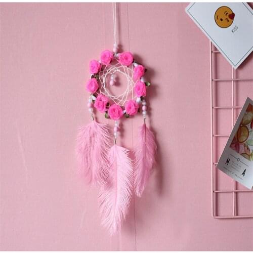 Fairy Dream Catcher Room Decorative Ostrich Feather Pendant Girly Girlfriends Wind Chimes Home Garden Decor