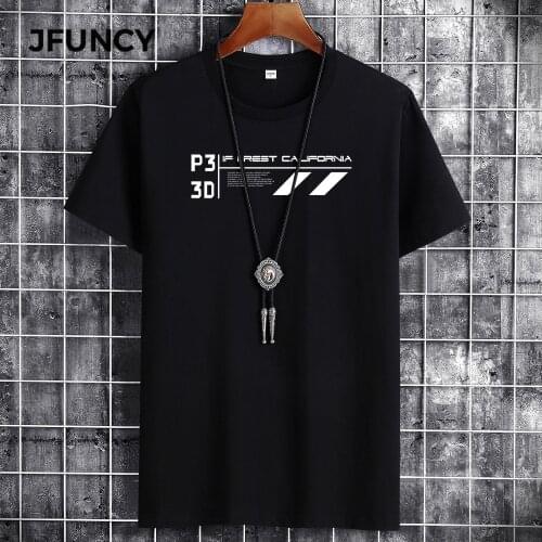 JFUNCY Summer Cotton Plus Size Men Short Sleeve T-shirt Harajuku Gothpunk T-Shirt Man Oversized Loose T-Shirt Casual Tee Top