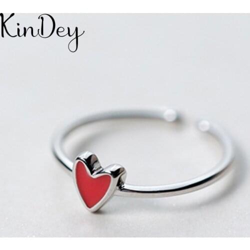 Boho New Arrival Silver Color Red Heart Rings For Women Punk Geometric Party Hot Trendy Jewelry Charm Gifts