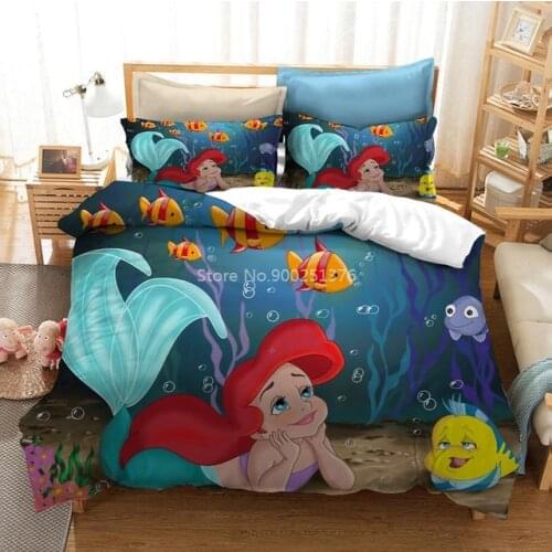 Cute Cartoon The Little Mermaid Ariel Duvet Cover Set Queen King Size 3d Bedding Set Comforter Cover Set for Children Girls Gift