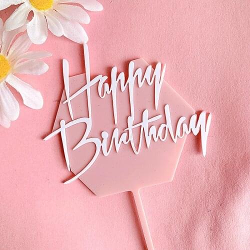 Beautiful Macaron Happy Birthday Cake Topper Decorating Tools Double Layer Acrylic Cake Topper Birthday Cake Baking Accessories