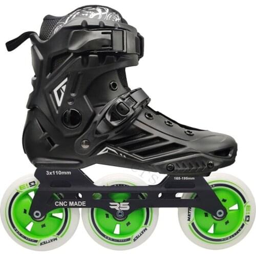 ROSELLE R5 3*110mm Speed Skates Shoes with 110mm MATTER Wheel YST Black 110 Wheel 85A F1 Inline Slalom FSK 3x110 Street Race