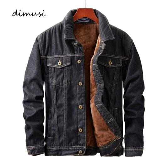 DIMUSI Winter Mens Denim Jacket Fashion Male Fleece Thick Warm Jackets Male Casual Slim Fit Ripped Cowboy Jean Jackets Clothing