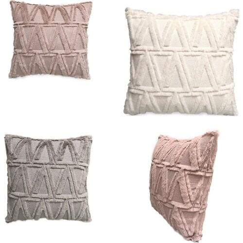 Square Beige Pillow Cover for Sofa Chair Living Room Bed Pillowcase Cushions Home Decor Decorative