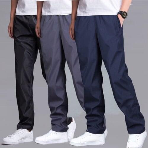 Summer Wear-resistant Waterproof Pant Mens Sweatpant Trousers Autumn Winter Plus Velvet Warm Pants Quick-drying Loose Straight