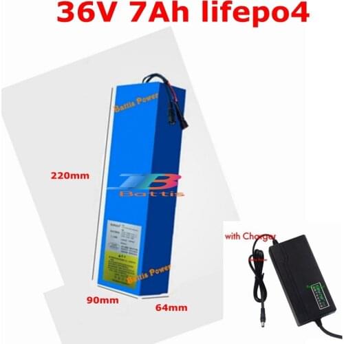 High quality 36V 7Ah Lifepo4 lithium battery with BMS Lithium iron phosphate for 350W 500w bicycle bike scooter + 2A charger
