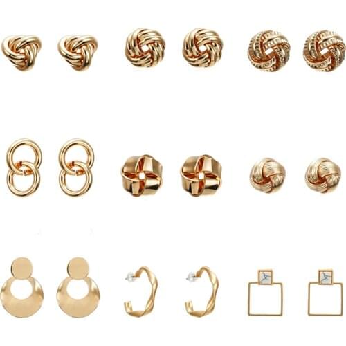 Small Delicate Earrings Trendy Gold Color Indented Stud Earrings Fashion Jewelry Women Earrings Wedding Gifts Female Accessories