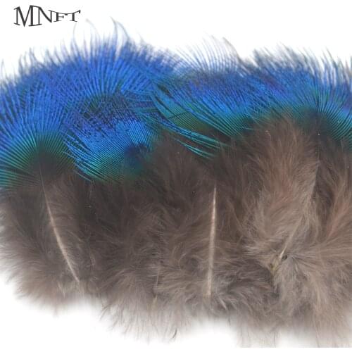 MNFT 20PCS Metallic Blue Peacock Feathers Fly Tying Lure Bait Materials Size 3-5cm