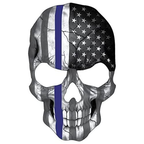 Blueline Skull Low Blue Line American Flag Sticker Reflective Police Support Decal Stickers for Cars, Motos, Laptops, Industry