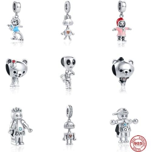 New European Skull Dad Boy Christmas Snowman Beads fit Original Pandora Charms Silver 925 Bracelet DIY Women Jewelry Accessories