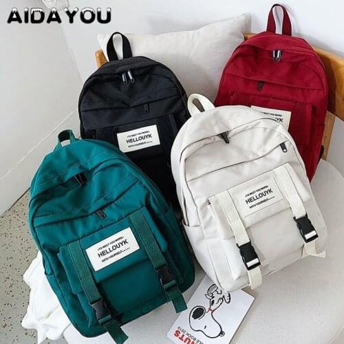 New Trend Female Backpack Korean School Teenage Girl Cute Backpacks Casual Classical Canvas Bags Solid Color Women Shoulder Bag