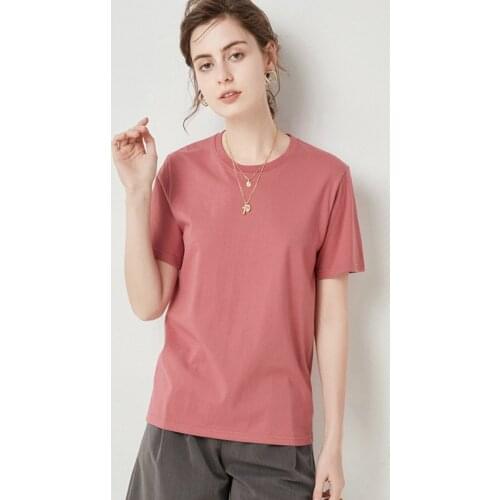 New Women Tee Tops Summer 2021 Fashion Casual O-Neck Short Sleeve Classic Solid Color Easy To Match Basics Loose T-shirt
