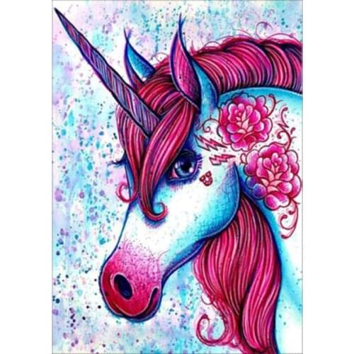 Full Round Diamond mosaic unicorn 5D DIY Diamond painting Cross stitch White horse heads Full square Diamond embroidery Cartoon