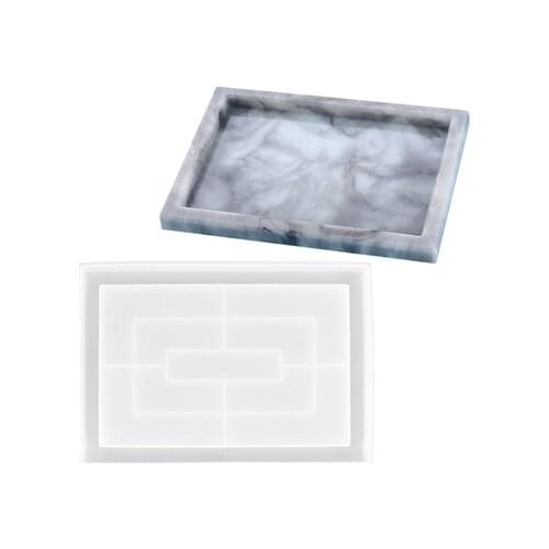Large Size Rectangle Flower Pot Tray Resin Mold for DIY Home Storage Plate Dinner Dish Tray Mold Resin Casting Mold Craft Tool