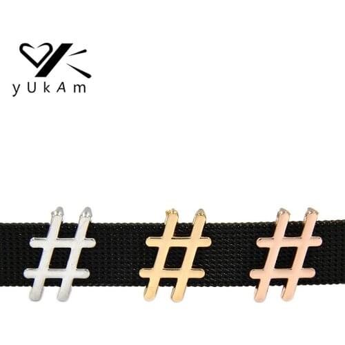 YUKAM Number Symbol Slide Charms Keeper for Leather Wrap Stainless Steel Mesh Keeper Bracelets DIY Jewelry Accessories Making