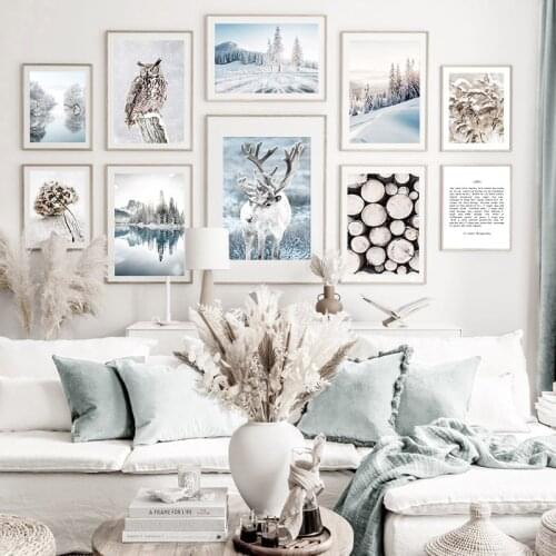 Nordic Mystical Siberia Winter Snow Forest Landscape Canvas Painting Morning Scenery Print Poster Art Wall Pictures Home Decor