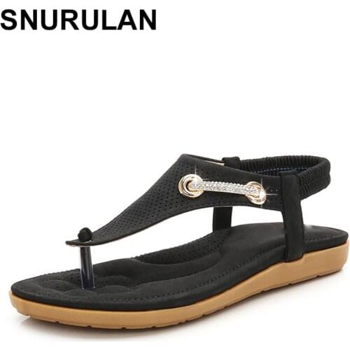 SNURULAN Women summer sandals women slippers on metal jewelry Flip flops lady soft women shoes with soft insole flat shoes
