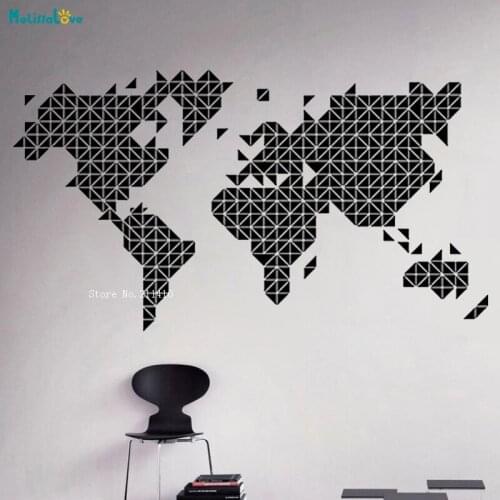 Triangular World Map Wall Sticker Large Size Home Decor Living Room Office Art Murals The Ultimate Beauty Of Simplicity YT3173