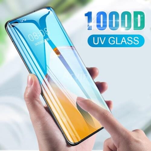 Toughened Glass for Huawei P20 P30 P40 Pro Lite, 1000D screen protector, UV bending liquid, all glue for Huawei mate 20 30 Pro