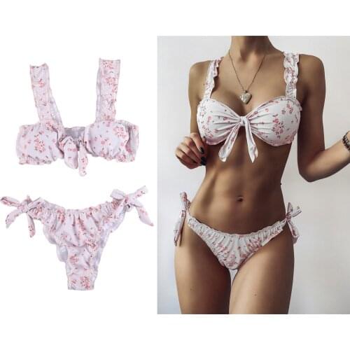 Womens Bikini Swimsuit Floral Print Two Piece Bathing Suit Cute Padded Swimwear Bikini Swimsuit Swimwear Female