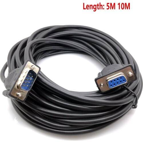 1pcs 5m 10m New Serial Null Modem Cable DB9M to DB9F Female DB9 Connector pin2 to pin3 RS232 to RS-232 Cross data CABLE
