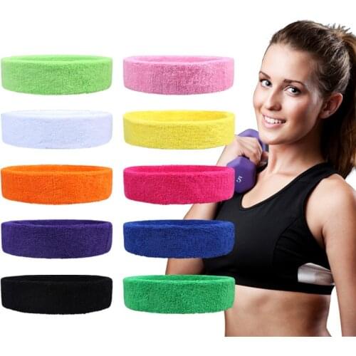 1Pc Sweatband Headband Stretch Cotton Headwear Yoga Gym Running Cycling Wide Head Prevent Safety Anti Slip Sport Sweatband