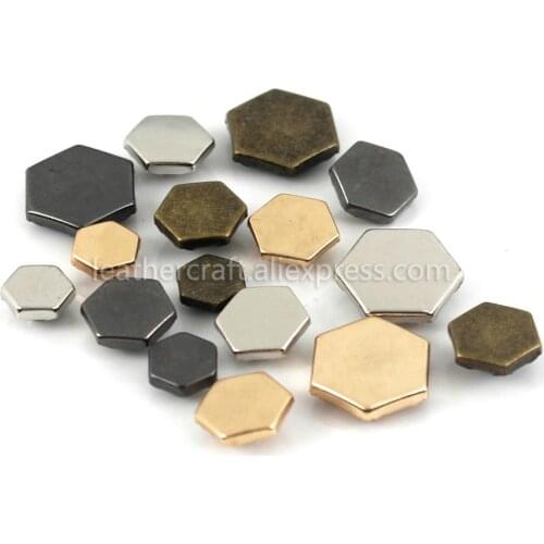 100 sets Metal Hexagon Single Cap Rivets Studs Fastener Leather Craft Bag Clothing Garments Shoes Decor