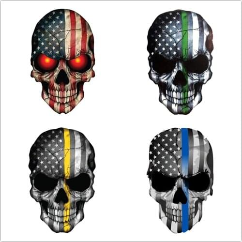 17CM*11CM Car Stickers Skulls USA Punisher Funny Creative Decals Decoration Creative For Tail Auto Tuning Styling D20
