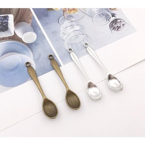 20Pcs Spoon Charms Pendants 12mm x 55mm DIY Jewelry Making Alloy Findings Accessory For Necklaces Earrings