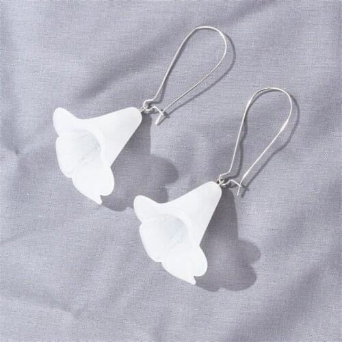 2021 Hot Vintage Flowers Long Earrings For Women Girls Elegant Lovely Transparent Morning Glory Earrings Fashion Jewelry Gift