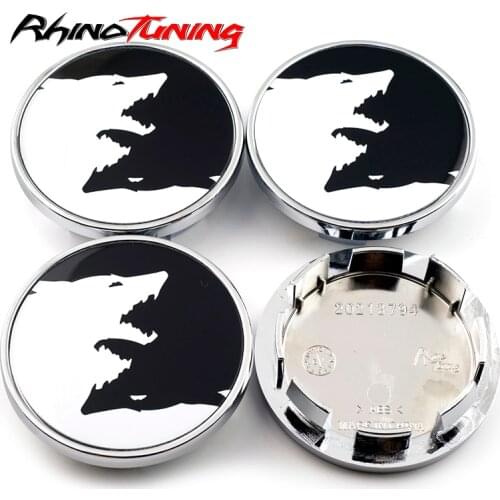 4pcs 66mm Car Wheel Center Hub Caps Black and White Wolf Fit For 3B7601171 5G0601171 69729 69991 Rim Center Cover