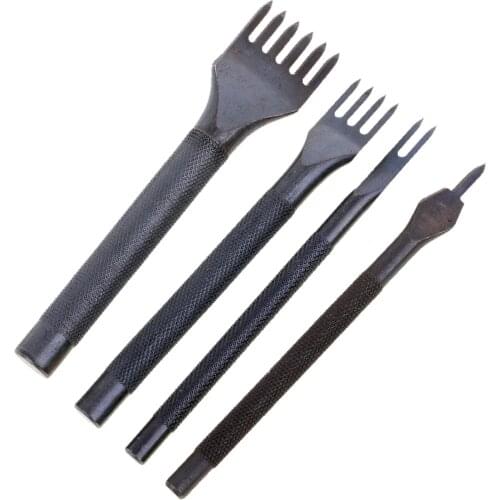 4 Style Leather Craft Hole Punch Tools Kit Convenient Diamond Point Chisel Pre Line Stitching Tool
