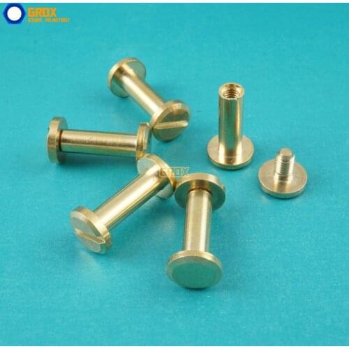 50 Set 8*13mm Solid Brass Rivet Chicago Screw for Leather Craft Belt Wallet / Flat