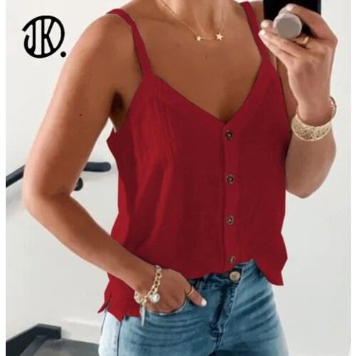 Plus Size S-5XL Button Tanks Top For Ladies Summer Sling Sleeveless Clothing Tops Casual Loose Bottoming Camisole 5XL Camis Vest