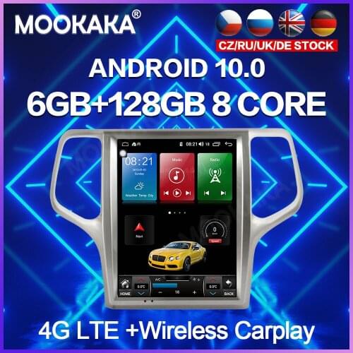 For Jeep Grand Cherokee 2008-2013 6G+128GB Android 10.0 Tesla style screen Car GPS Navigation Multimedia Player Radio Carplay
