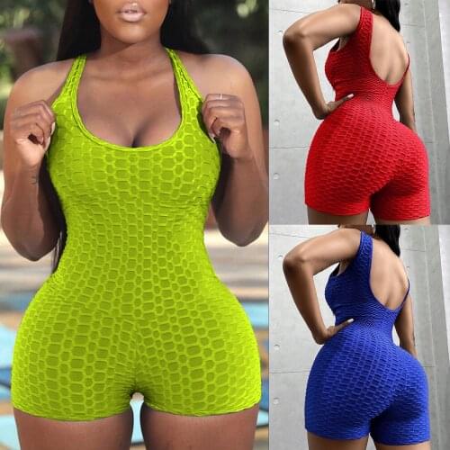 Yoga Jumpsuit Bubble Pattern Yoga Pants Back Butt Lifting Yoga Clothes Ladies' T-shirt Ladies Backless Swimsuit Yoga Romper