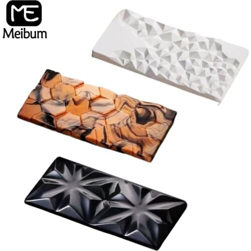 Meibum 90g Edelweiss Geometric Diamond Block Candy 3 Cavity Chocolate Mold Polycarbonate Baking Tools PC Plastic Dessert Mould