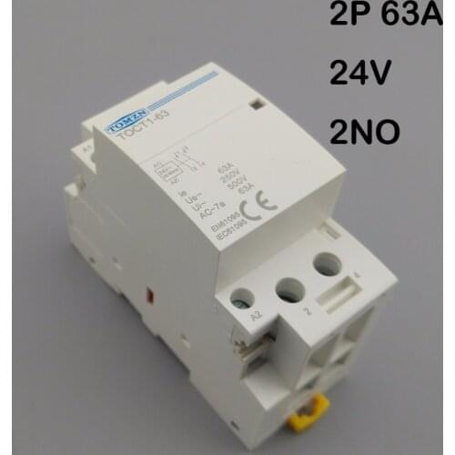 TOCT1 2P 63A AC 24V 50/60HZ Din rail Household ac Modular contactor 2NO