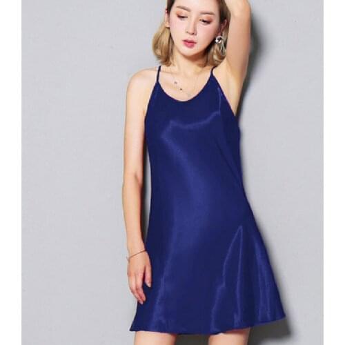 Satin Nightdress Sexy Nighty Sleeveless Sleeping Clothes For Women Smooth Comfortable Purple Red Slip Dress Oversize 2XL Femme