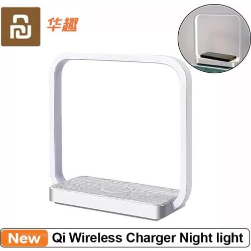Youpin Huaqu Qi Wireless Charging Nightlight Bedside Table Lamp LED 3 Gears Adjustable Light Wireless Phone Charging Night Light