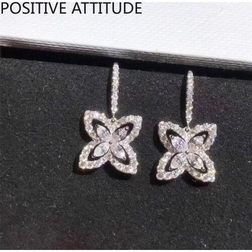 2020 New Butterfly Flower Shape Shiny CZ Crystal Women Earrings Wedding Friends Gifts Popular Jewelry